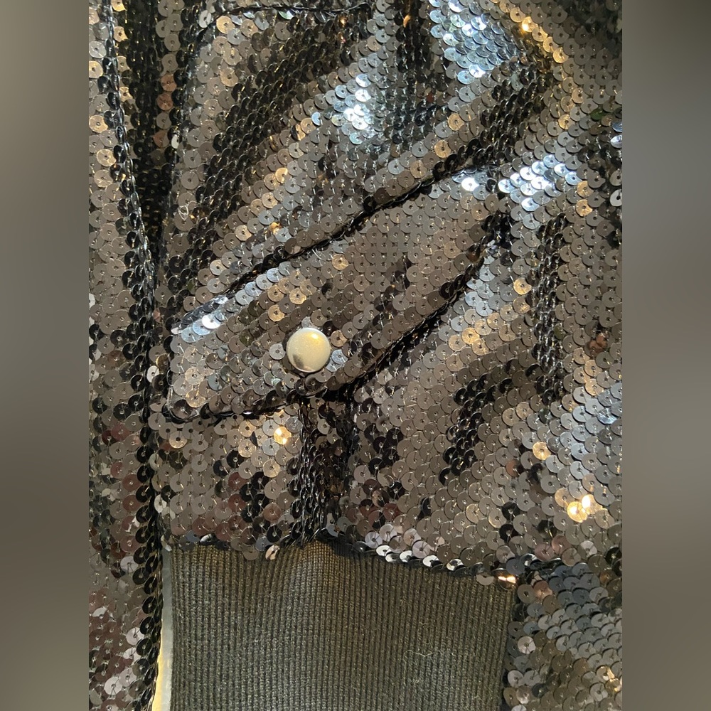 DOLCE & GABBANA Black Sequin Bomber Jacket Size 42 - Picture 6 of 17